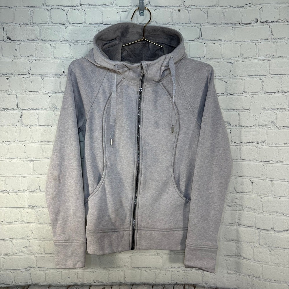 Lululemon Scuba Plush Full Zip Hoodie Heathered Ice Iris Lilac Thumbholes Jacket